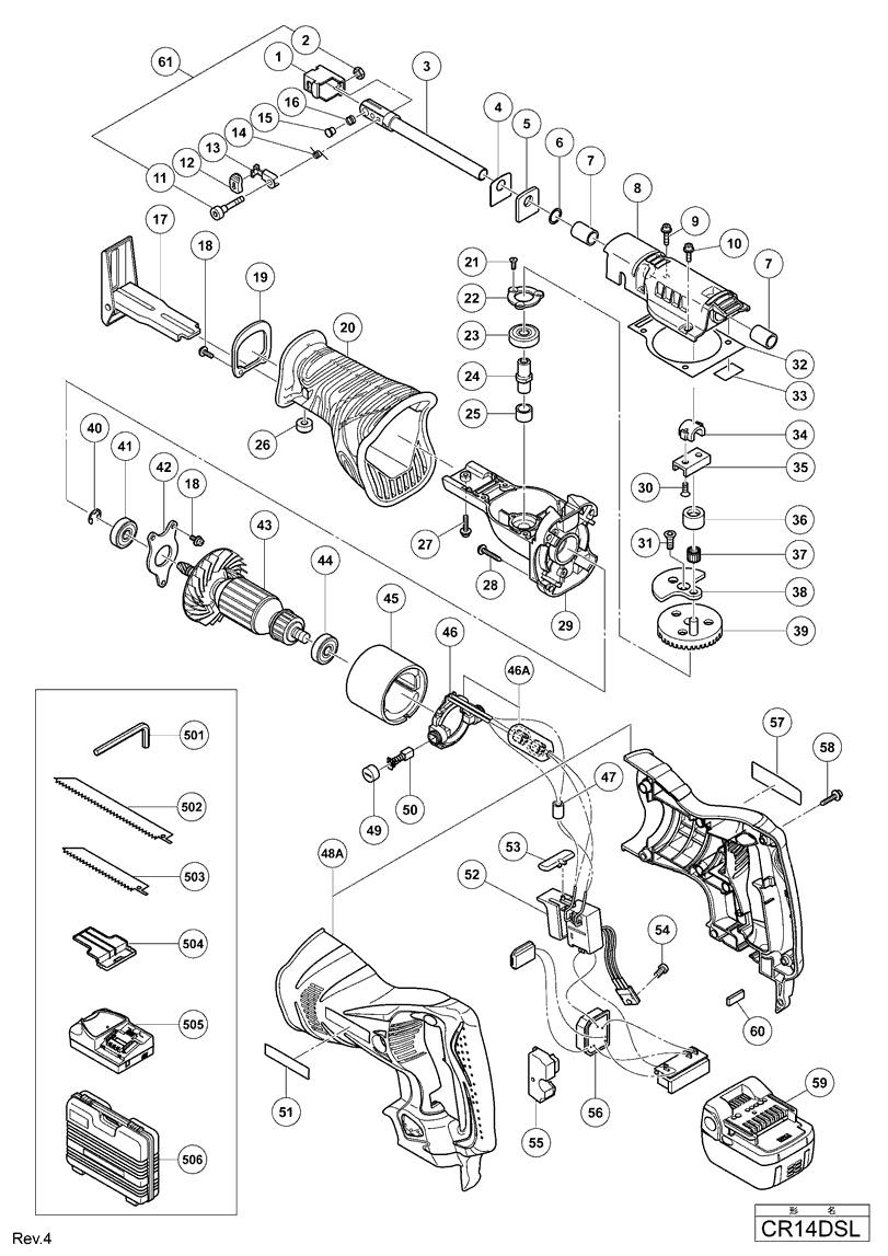 Hitachi CR14DSL Parts - Reciprocating Saw