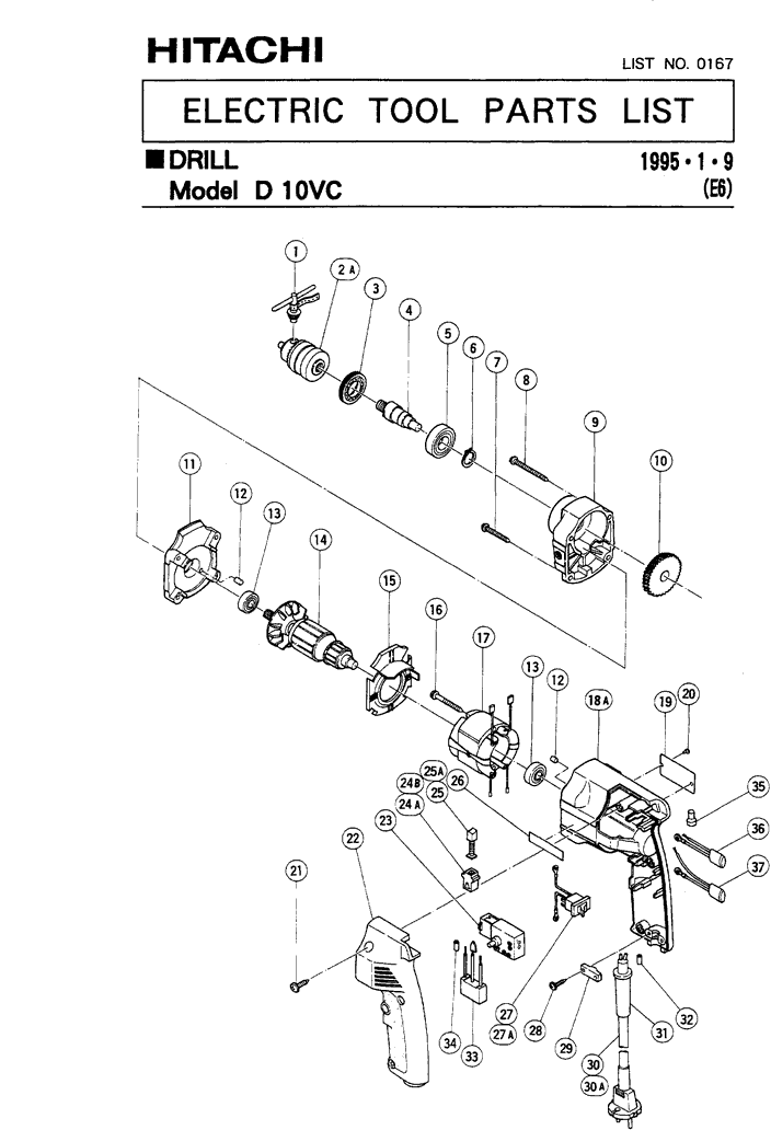 Hitachi D10VC Parts - Drill