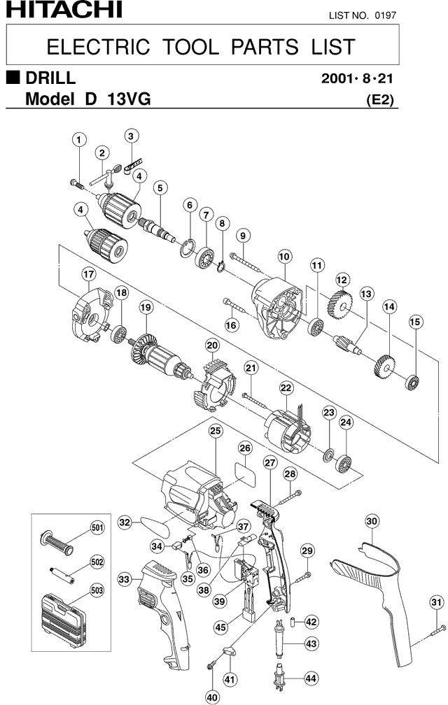 Hitachi D13VG Parts - Drill