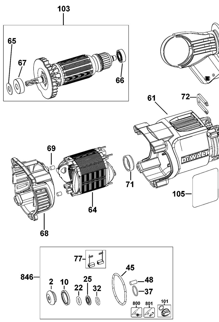 D25133K Dewalt Hammerdrills and Hammers Parts