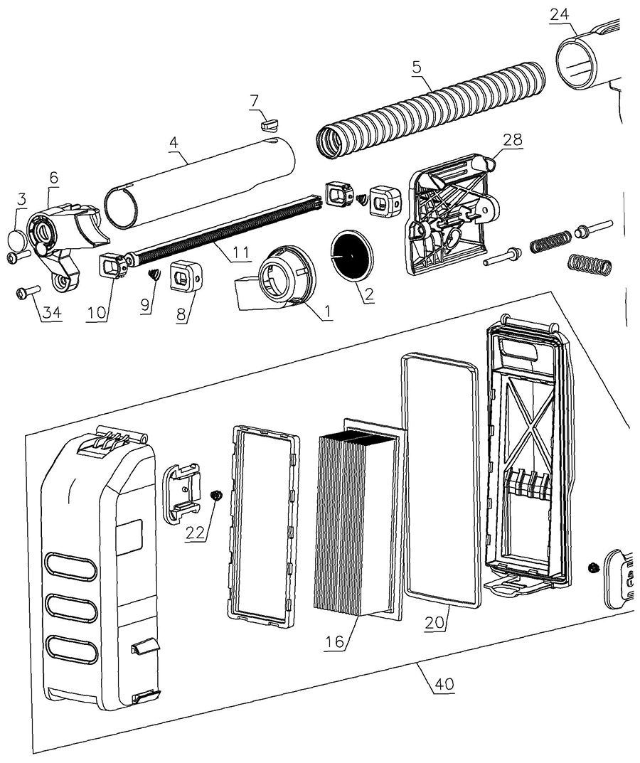 D25303DH Dewalt Dust Extractor Parts