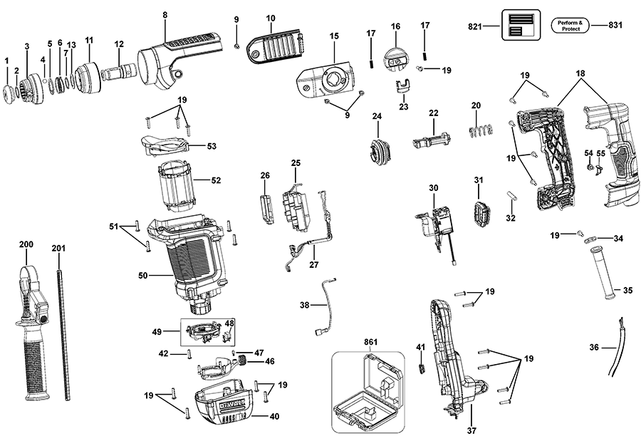 D25416K Dewalt Hammerdrills and Hammers Parts