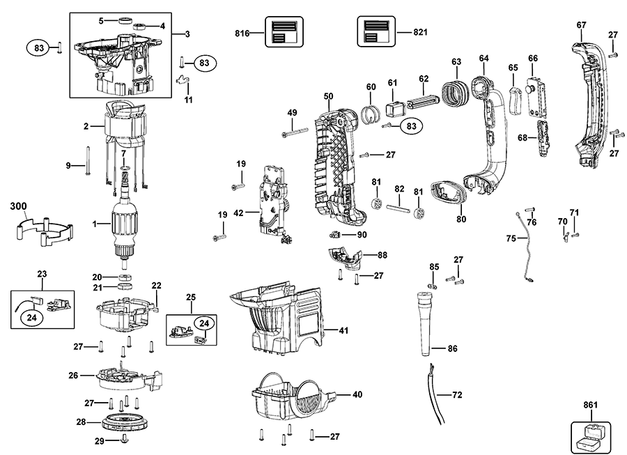 D25652K Dewalt Hammerdrills and Hammers Parts