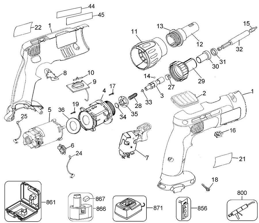 DC520KA Dewalt Screwdriver Parts