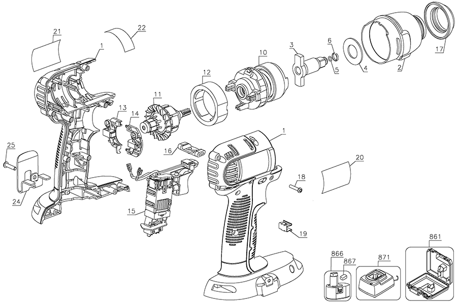 DC823B Dewalt Wrench Parts