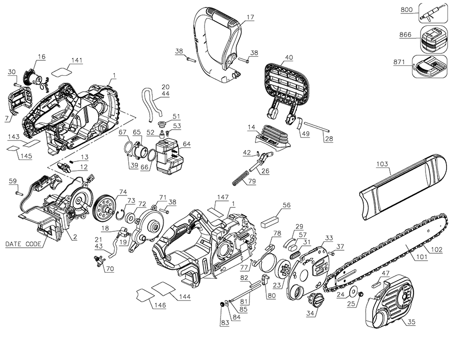 DCCS620B Dewalt Outdoor Power Equipment Parts