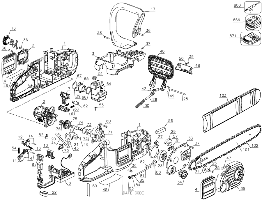 DCCS690B Dewalt Outdoor Power Equipment Parts