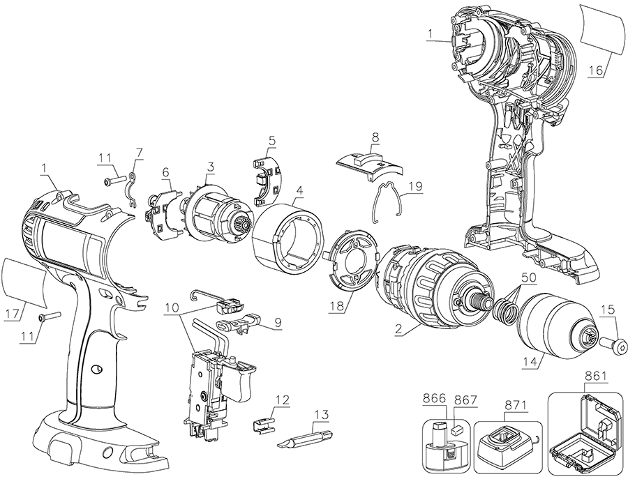 DCD760B Dewalt Drill Parts