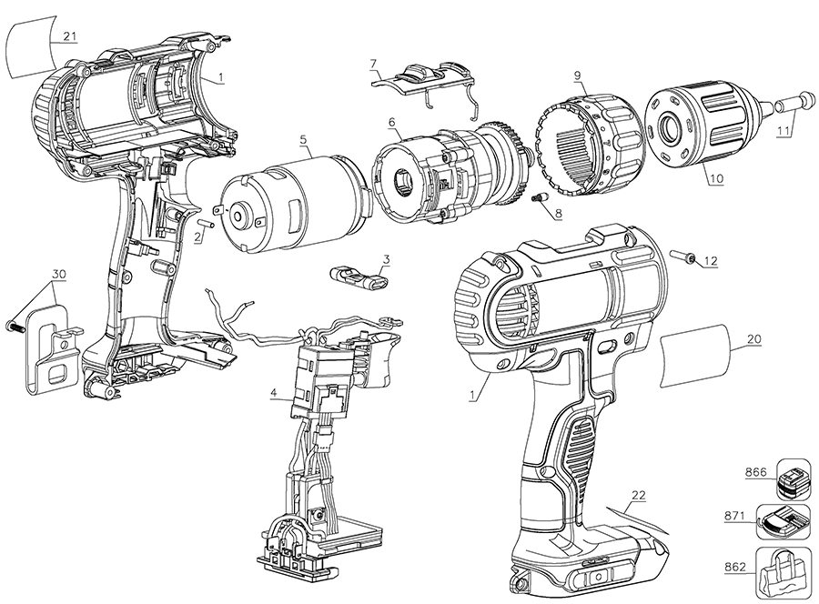 DCD771C2 Dewalt Drill Parts