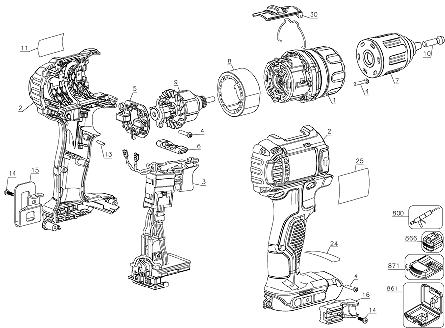 DCD780B Dewalt Drill Parts