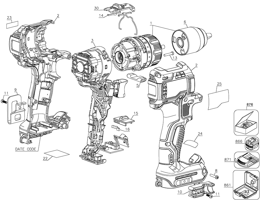 DCD791B Dewalt Drill Parts