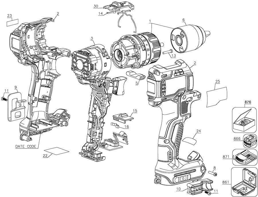 DCD796D2 Dewalt Hammerdrills and Hammers Parts