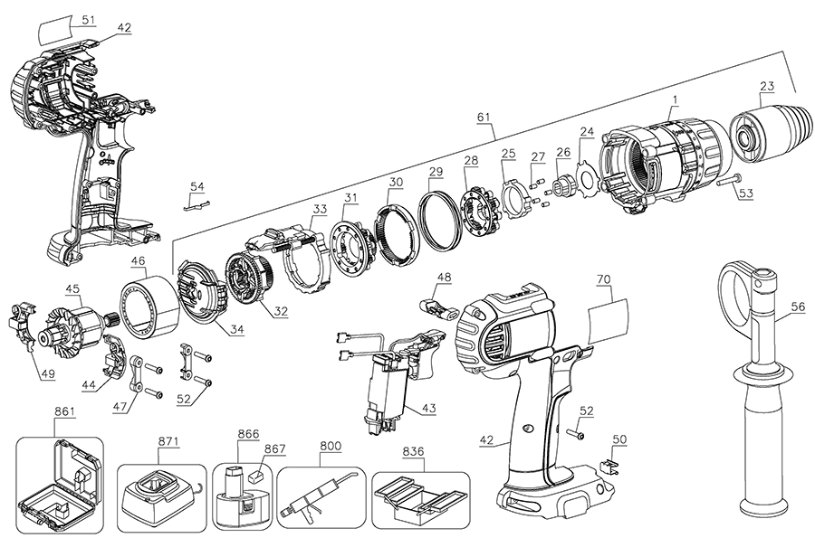 DCD950B Dewalt Hammerdrills and Hammers Parts