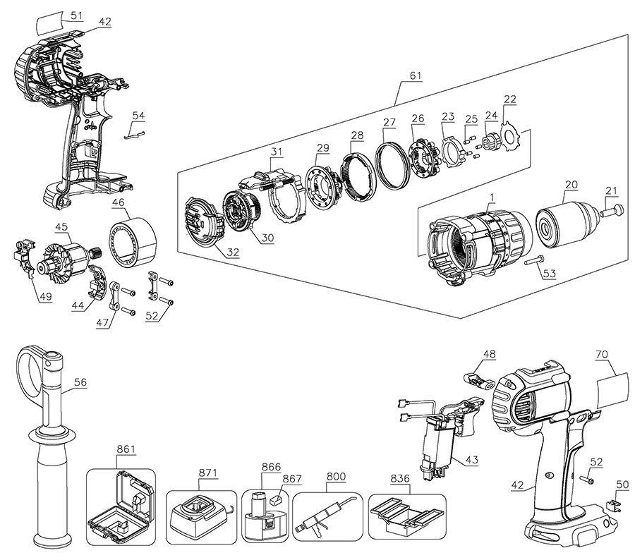 DCD960KL Dewalt Drill Parts