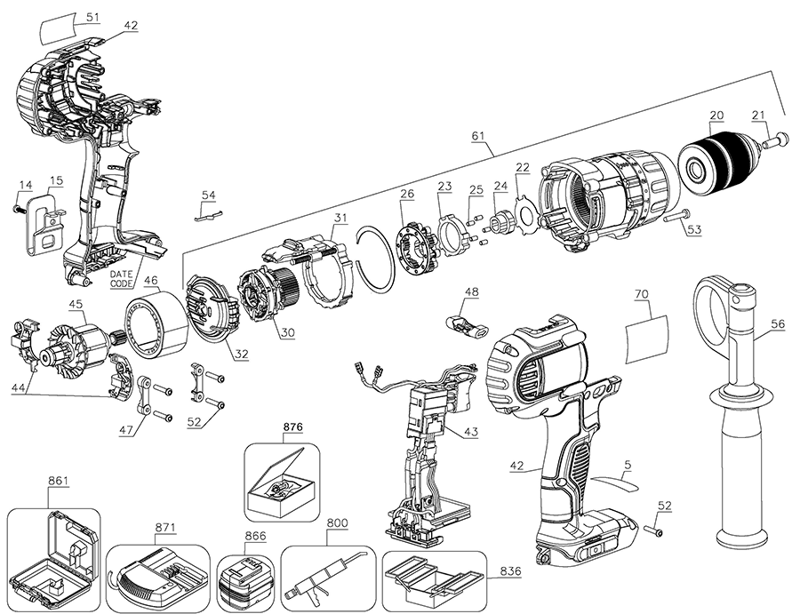 DCD980M2 Dewalt Drill Parts