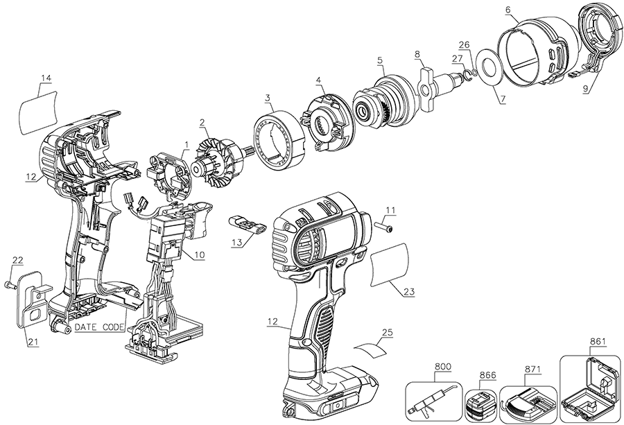 DCF883B Dewalt Wrench Parts