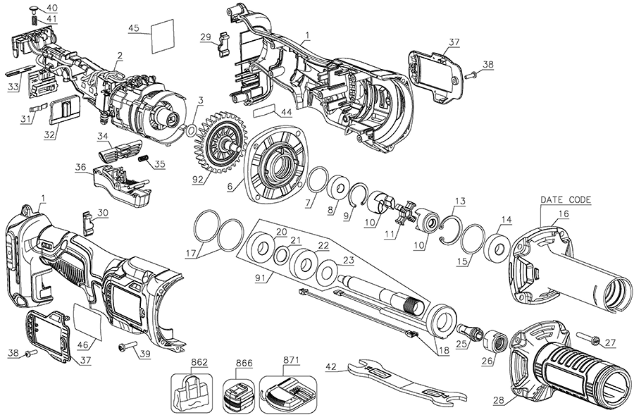 DCG426B Dewalt Grinder Parts