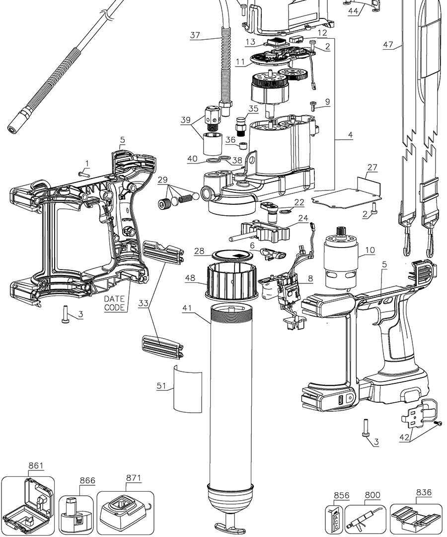 DCGG570B Dewalt Grease Gun Parts