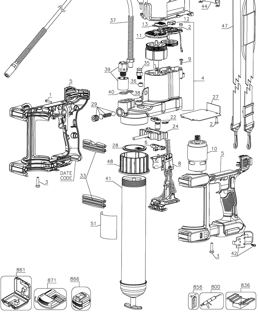 DCGG571B Dewalt Grease Gun Parts