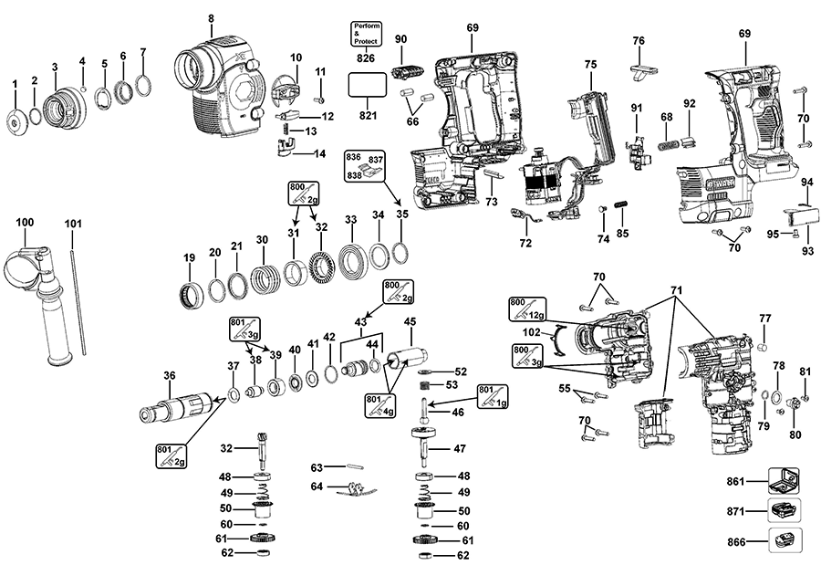 DCH273B Dewalt Rotary Hammer Parts