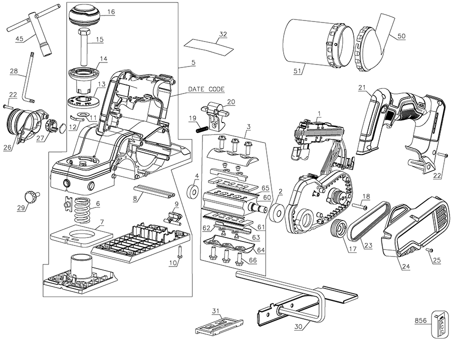 DCP580B Dewalt Hand Planer Parts