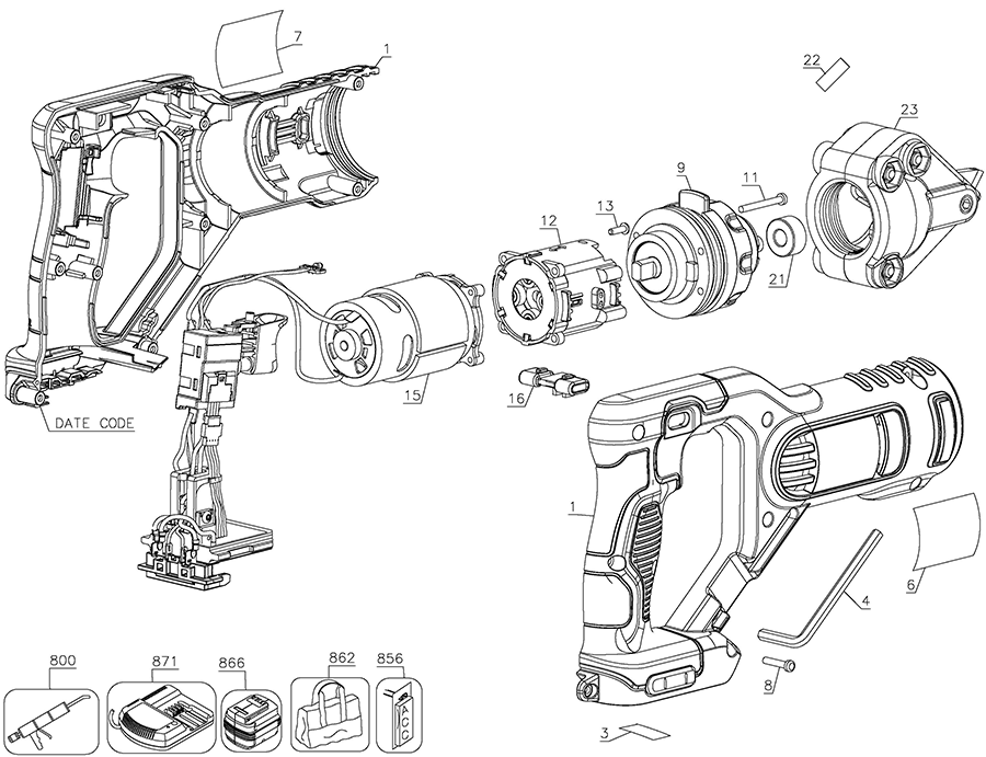 DCS496B Dewalt Shear Parts