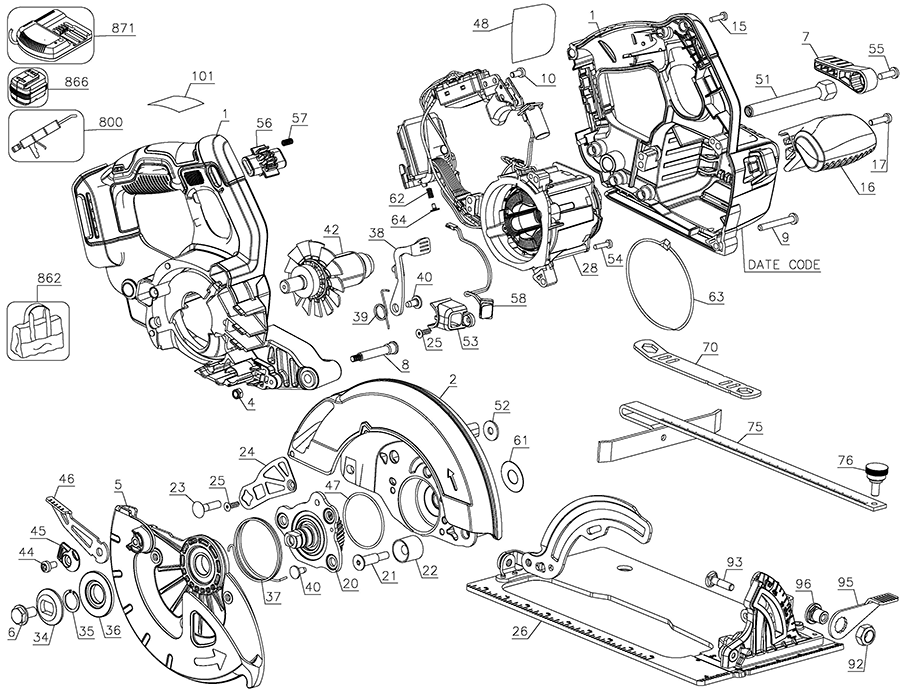 DCS570B Dewalt Saw Parts