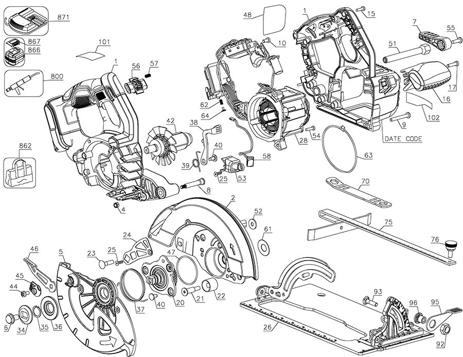 DCS575B Dewalt Saw Parts