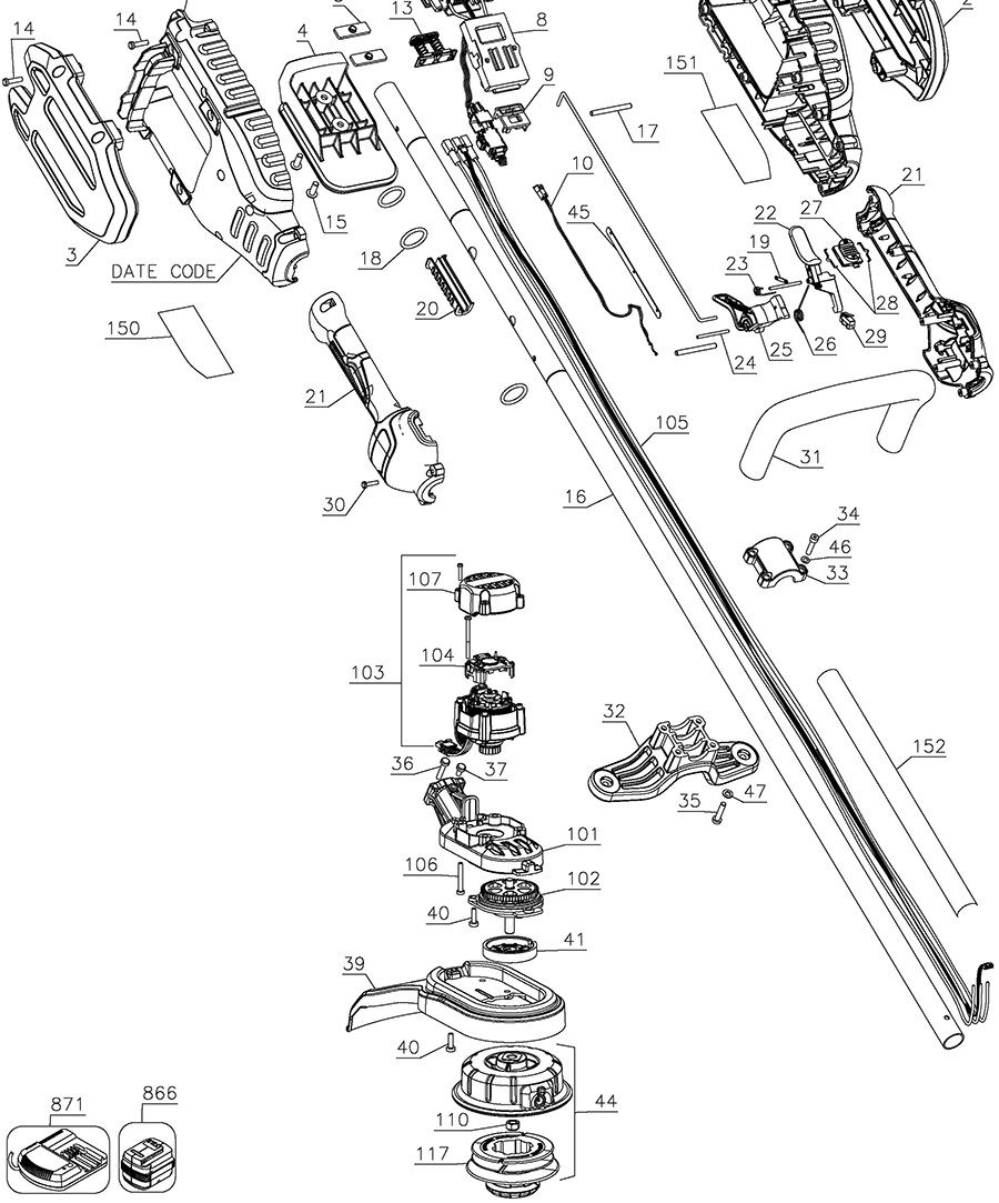 DCST990B Dewalt Outdoor Power Equipment Parts