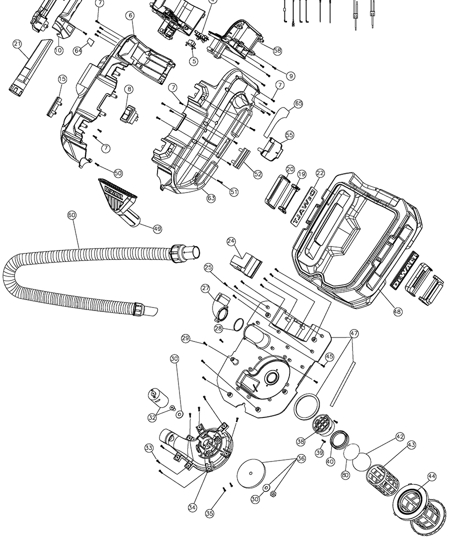 DCV580 Dewalt Vacuum Parts