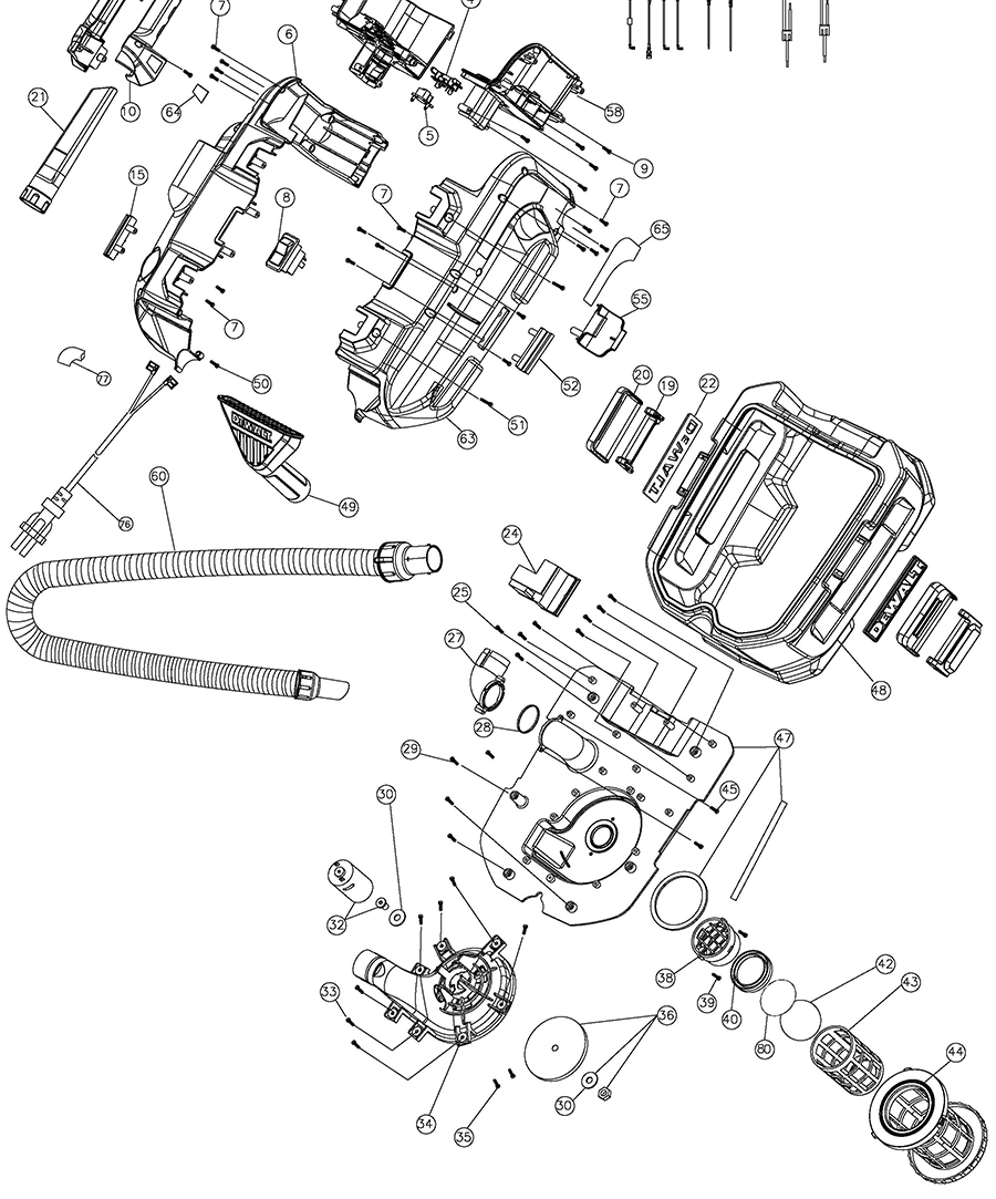 DCV581H Dewalt Vacuum Parts