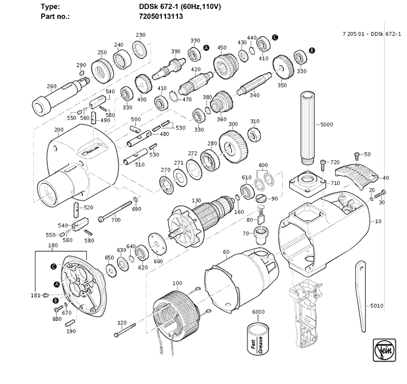 Fein DDSK672-1 72050113113 Parts - Rotary Drill