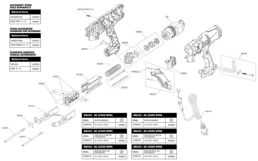 DS235-AC Screw System Parts - Senco