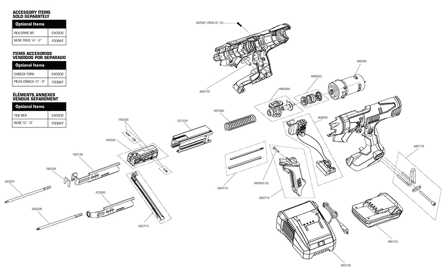 DS312-18V Cordless Parts - Senco