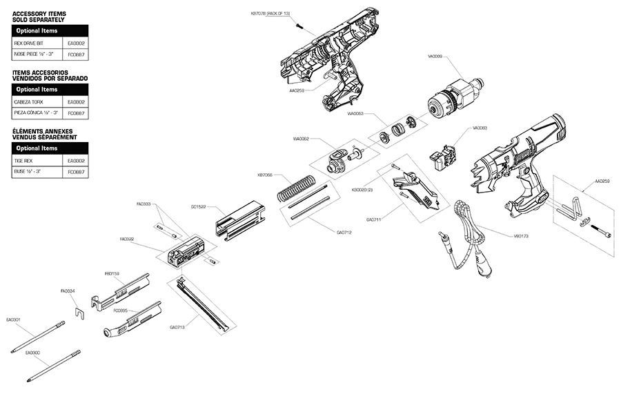 DS332-AC Screw System Parts - Senco