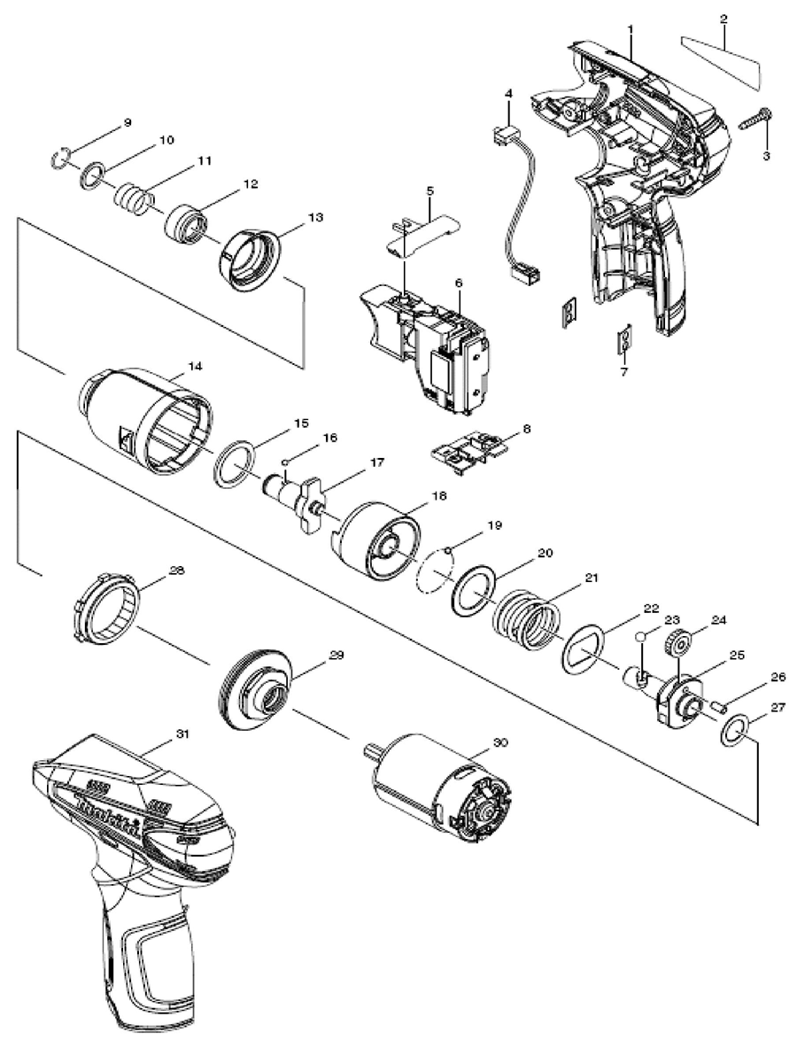 DT01ZW Makita Impact Driver Parts