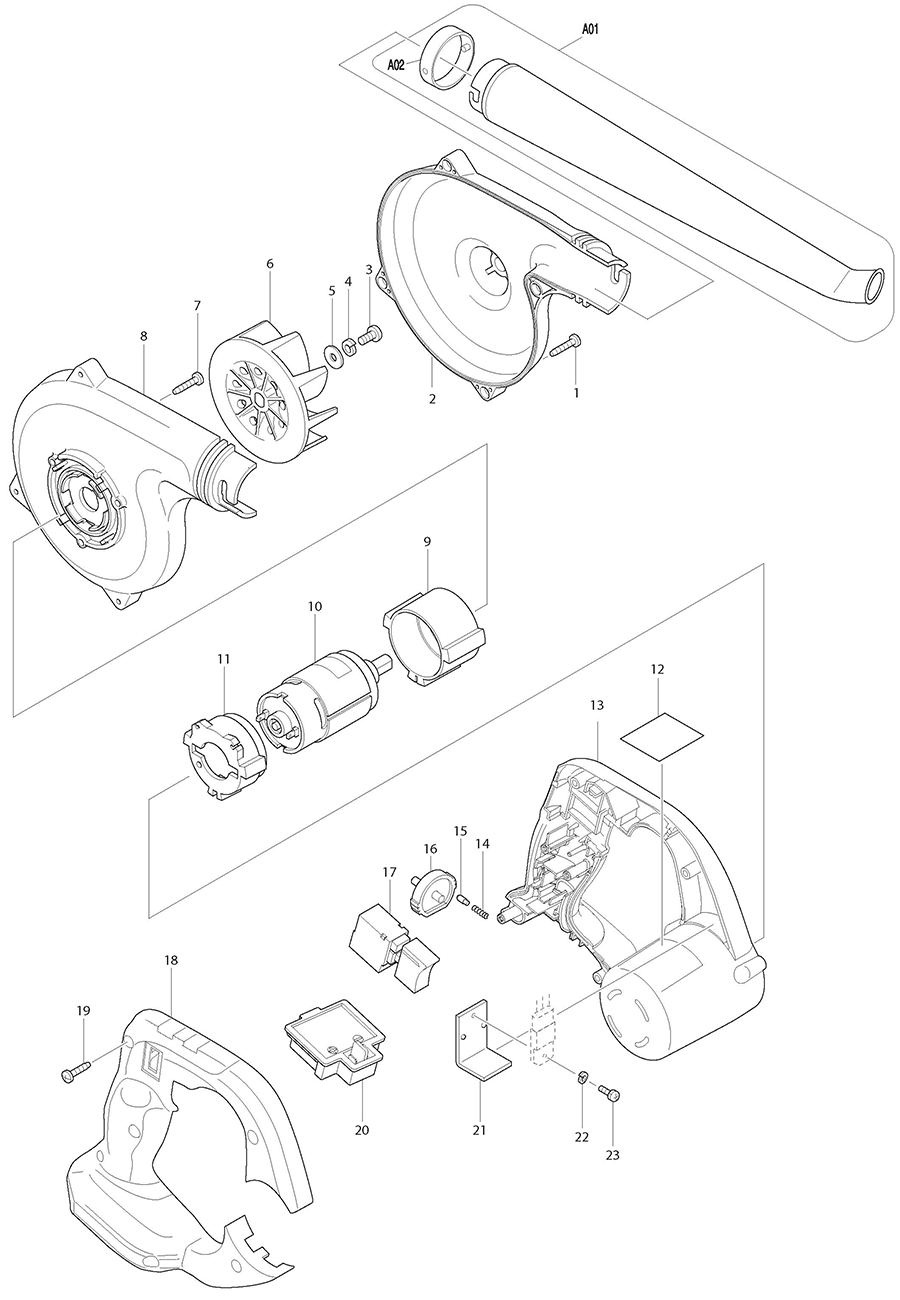 DUB183Z Makita Blower Parts