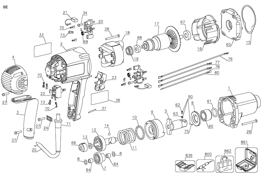 DW292K Dewalt Wrench Parts