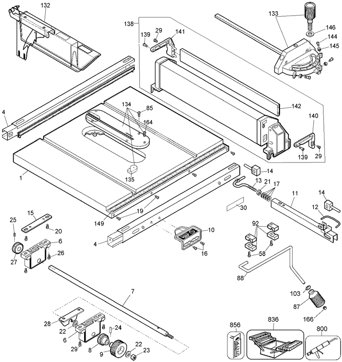 dewalt dw744 portable table saw parts (type 3)