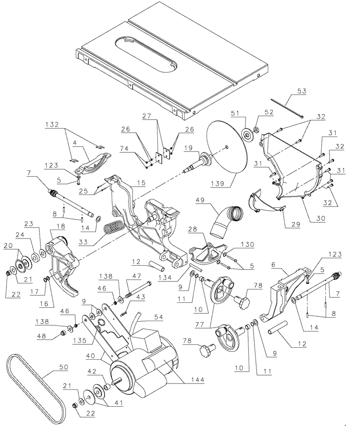 dewalt dw746 woodworkers table saw parts (type 1)