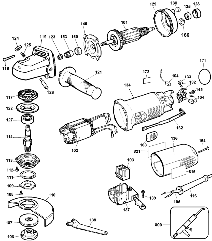 DeWALT DW818-B2 Angle Grinder Parts (Type 4)