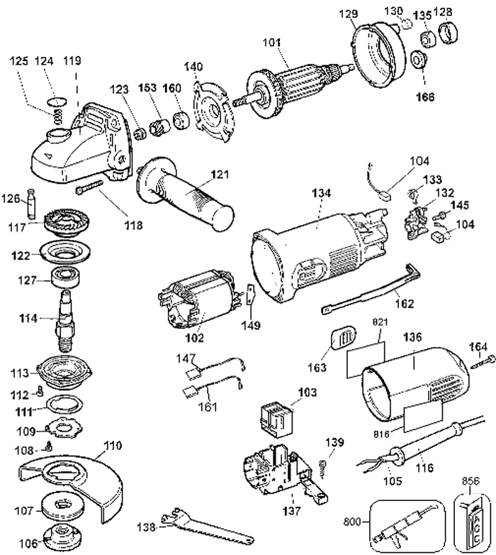 DeWALT DW824 Grinder Parts (Type 3)