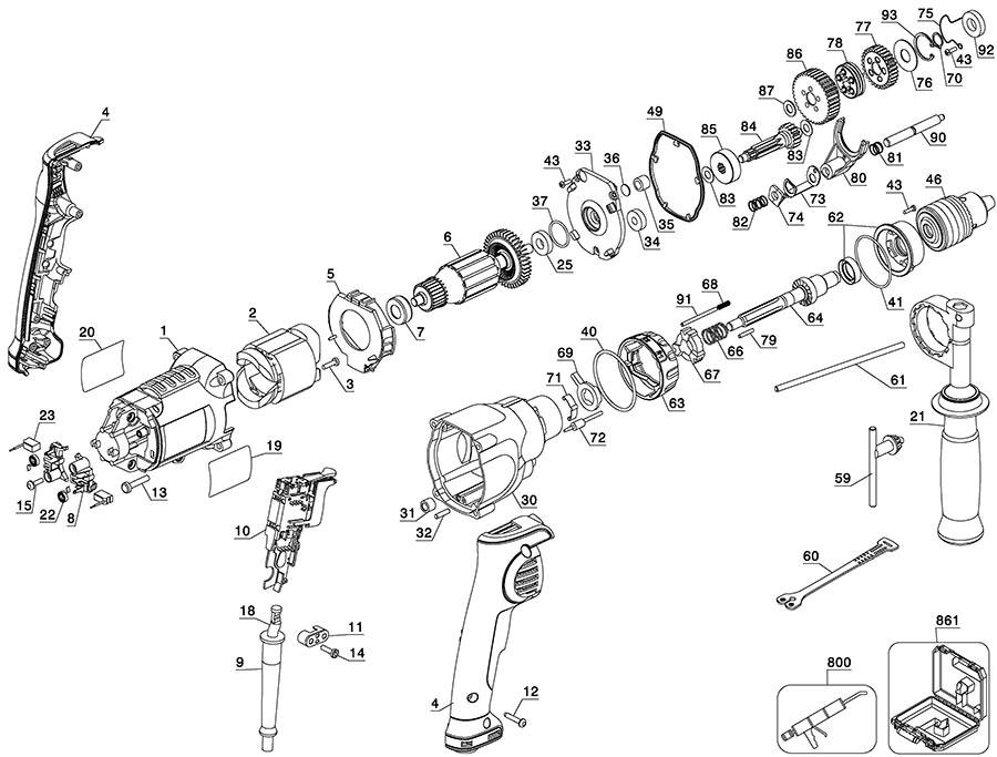 DWD520 Dewalt Hammerdrills and Hammers Parts