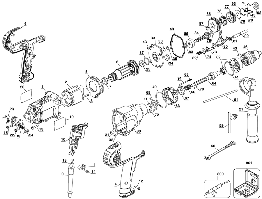 DWD525K Dewalt Hammerdrills and Hammers Parts