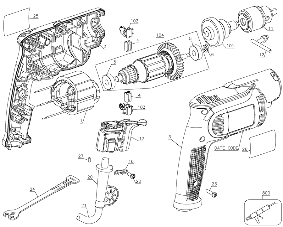 DWE1014 Dewalt Drill Parts