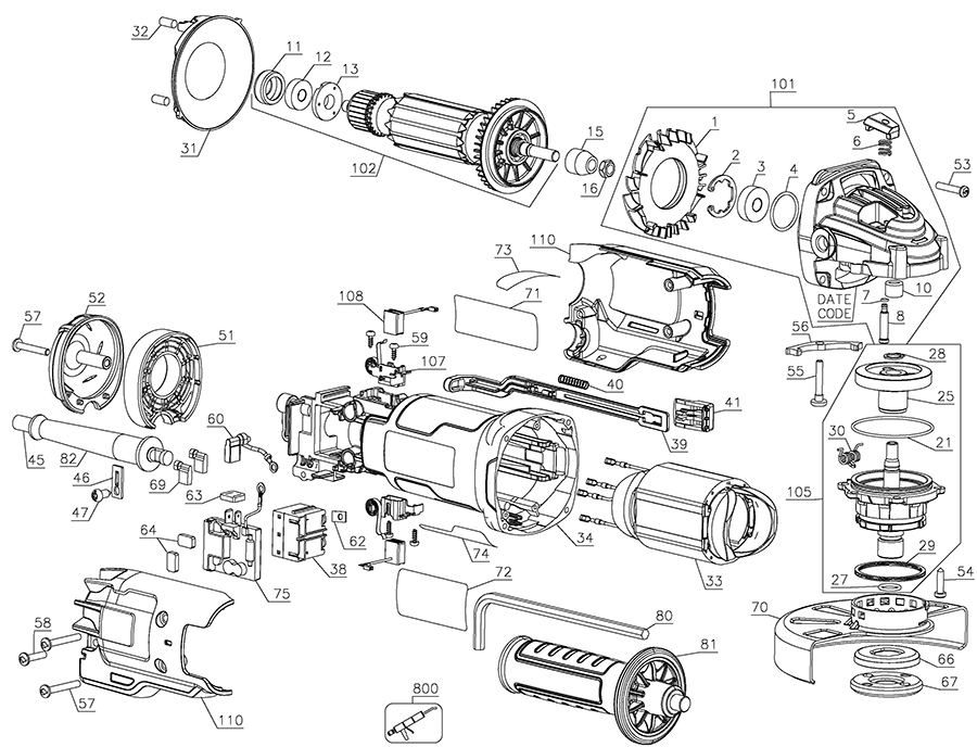 DWE43131 Dewalt Grinder Parts