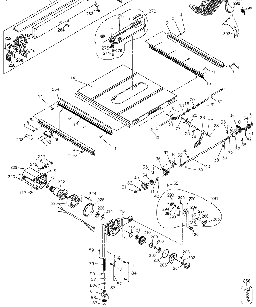 DWE7480 Dewalt Portable Table Saw Parts