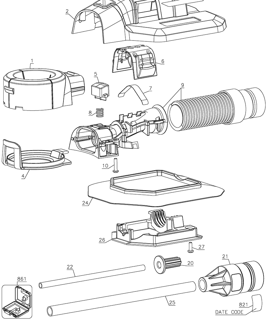 DWH050K Dewalt Dust Extractor Parts