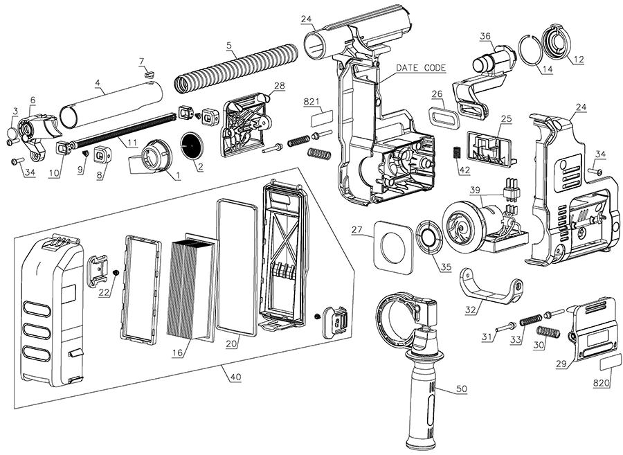 DWH303DH Dewalt Dust Extractor Parts