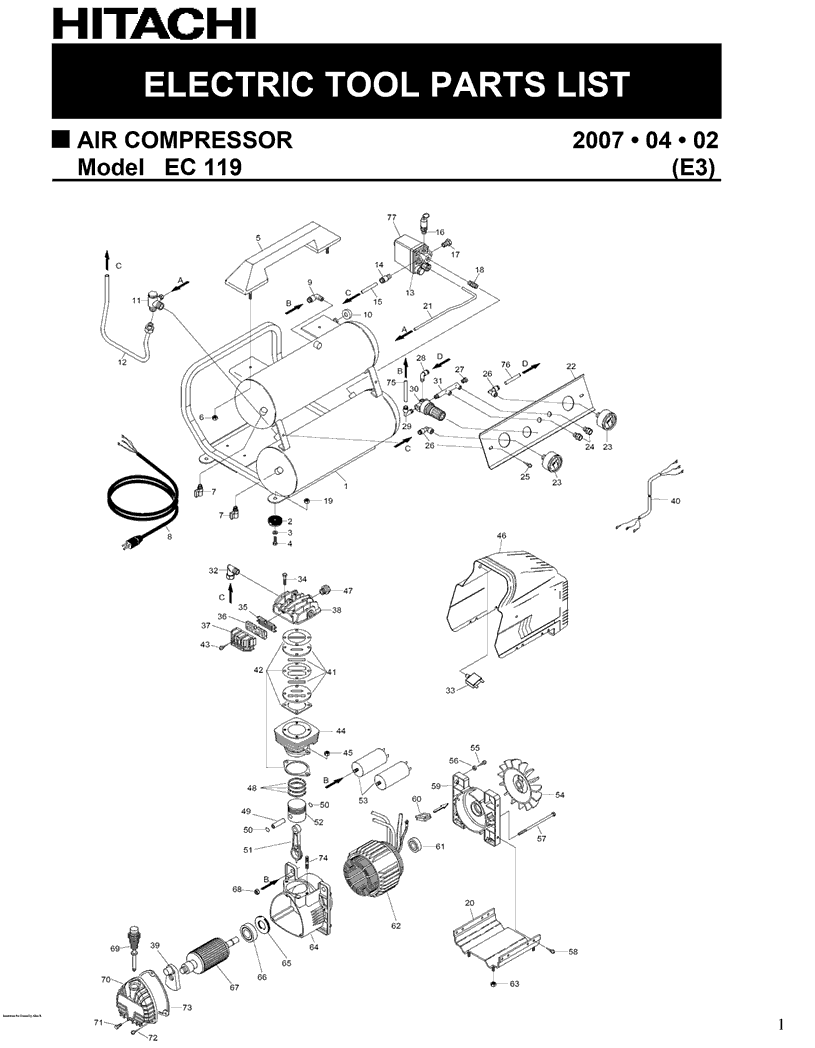 Hitachi EC119 Parts - Compressor